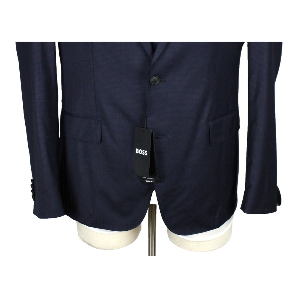 Hugo Boss Huge Performance Suit 42 S Mens Slim Fit Navy Wool Stretch 2 Piece - Picture 4 of 16